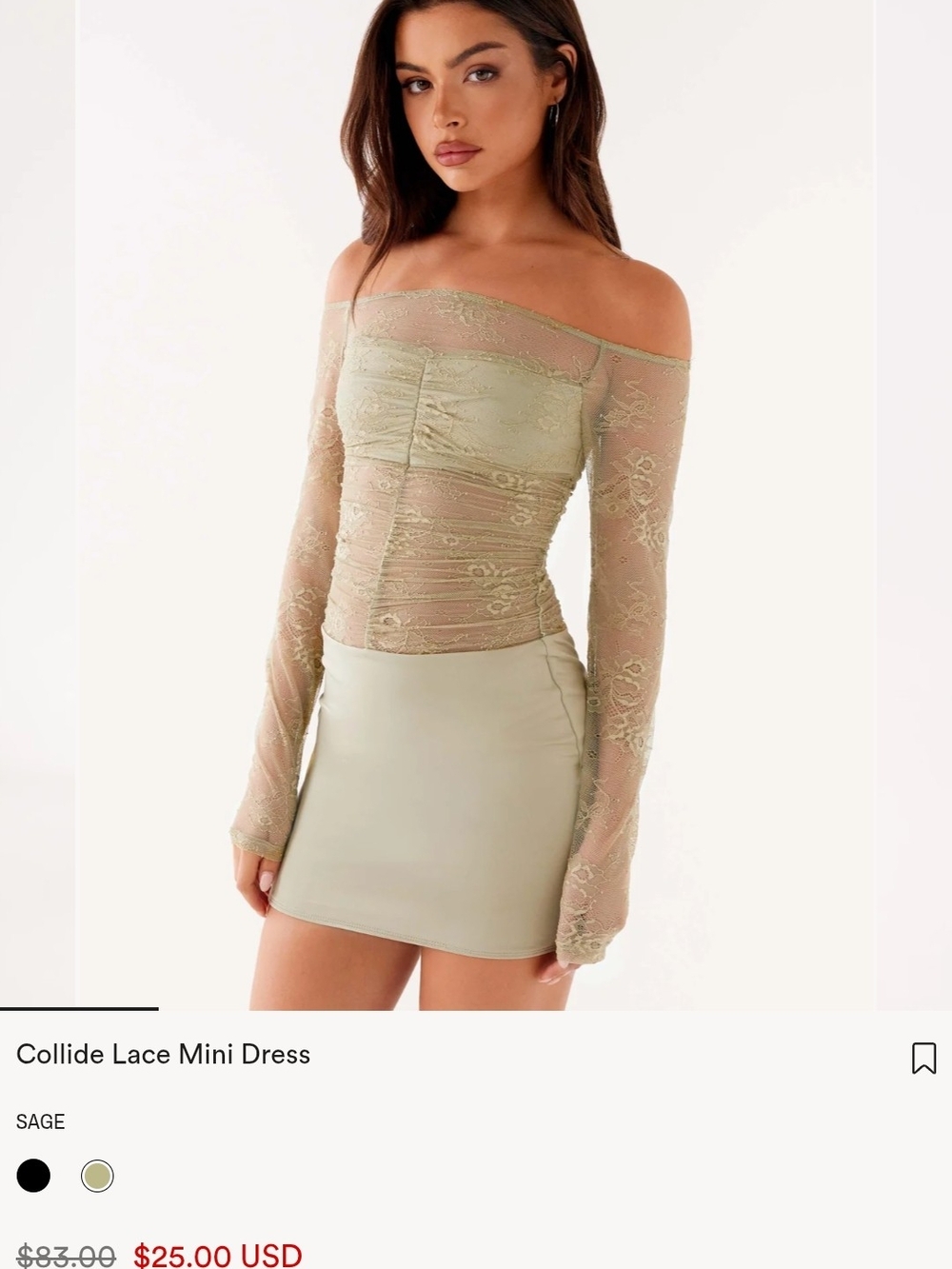 Collide Lace Mini Dress - Sage